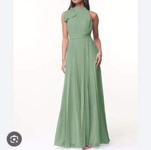 NWT AZAZIE CAILYNA Line Pleated Chiffon Floor-Length Dress in Matcha - Size 6